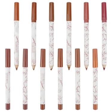 Imagem de UPIQNG Delineador labial fosco de 12 cores, lápis lipliner de veludo, delineador labial fino, batons lisos, à prova d'água, delineador labial de longa duração, suprimentos de maquiagem, conjunto de