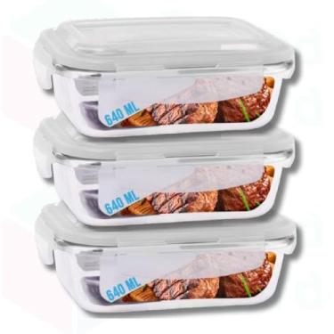 Imagem de Jogo 5 Potes 640ml Vidro Hermético 4 Travas Marmita (3Potes)