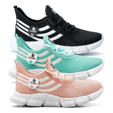 Imagem de Kit 3 Tênis Feminino Casual Academia Caminhada Confortável Treino Leve