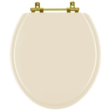 Imagem de Assento Sanitário Convencional Oval Creme Para Vaso Deca Com Ferragem Dourada