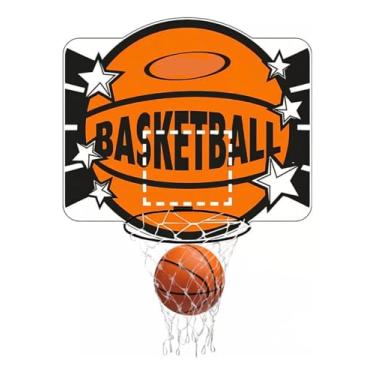 Imagem de Cesta Tabela de Basquete Infantil MDF com Aro de Ferro - Cesto para Parede com Rede para Basquetebol - Com Bola e Bomba De Ar (Cesta De Basquete)