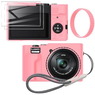 Imagem de Tedubax Capa de silicone para Panasonic LUMIX ZS99 com capa de lente removível e 2 peças de protetor de tela e uma capa Lanyard Lumix zs99 - (rosa)