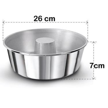 Imagem de Forma de Bolo e Pudim - Assadeira Redonda com Furo - 26cm - Aluminio P