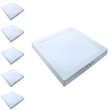 Imagem de Kit 6x Painel Plafon Sobrepor Alumínio Quadrado LED 18W 20x20 Bivolt Branco Quente