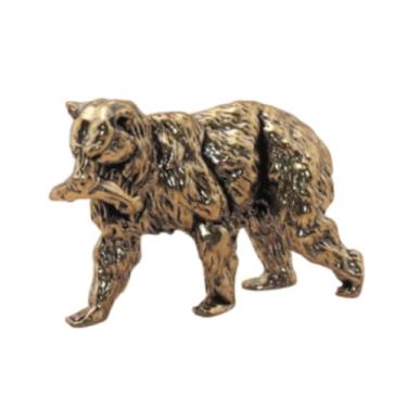 Imagem de Mini Bear Sculpture Decors Collectibles Ornament Metal estátua para estantes de livros de sala de estar