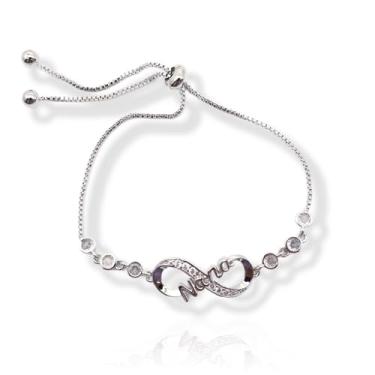 Imagem de LEMEDE Presentes de aniversário para mãe, esposa, avó, filha, avó - Pulseiras ajustáveis de coração infinito com caixa de exibição de joias e cartão de presente, Regular, Pedra preciosa de zircônia