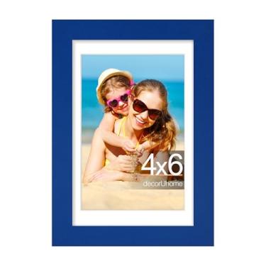 Imagem de decorUhome Porta-retrato 10 x 15 cm, exiba imagens de 9 x 12 cm com tapete ou 10 x 15 cm sem tapete, moldura de parede e mesa, azul royal, 1 pacote