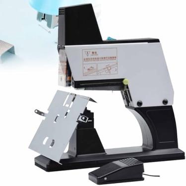 Imagem de NVYAZJ Máquina de encadernação elétrica resistente, grampeador de sela de ponto plano rápido 40 vezes/minuto, 9 níveis de força, capacidade de 40 folhas, profundidade de encadernação 100 mm, capa de