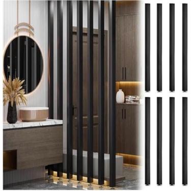 Imagem de LGEOELIAS Pacote com 8 divisórias de divisória de divisória de madeira, lavabo/varanda/escada/entrada tela de privacidade coluna decoração grade altura ajustável, com encaixe