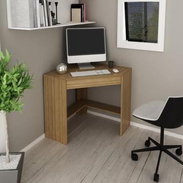 Imagem de Mesa Escrivaninha de Canto com 1 Gaveta ME4169  Amêndoa - Tecno Mobili