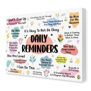 Imagem de Arte de parede com lembretes diários, arte de parede em tela de afirmação positiva, citações motivacionais, decoração de parede inspiradora para escritório e casa