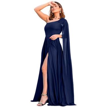 Imagem de Vestido Longo Capa Festa Elegante Social - juquitiba brasil, Marinho, 