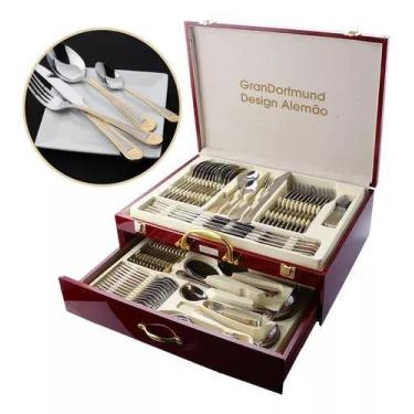 Imagem de Faqueiro Luxuoso Inox 84 Peças Banhando A Ouro 24K - Sa, Songle, Nakaz