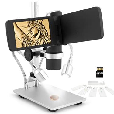 Imagem de Andonstar Microscópio digital de moeda AD203 para moedas de erro com suporte de metal e luz de LED, kit de microscópio USB portátil portátil para crianças e adultos, tela LCD de 4 polegadas, captura de foto/vídeo, compatível com Windows/Mac PC