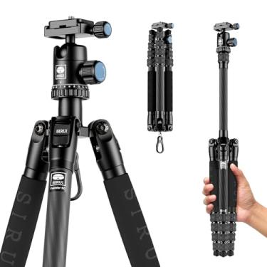 Imagem de Sirui Tripé compacto Traveler 5C de fibra de carbono leve de 138 cm para câmera com cabeça esférica panorâmica de 360° para placa de liberação rápida Arca Swiss, carga máxima de 4 kg
