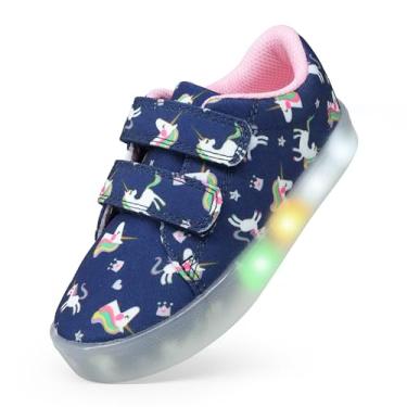 Imagem de YESKIS Toddler Shoes Meninas Sapatos Iluminados Vivaki Led Canvas Desenho Animado Casual Caminhada Tênis Tênis Para Criança Azul Marinho 5