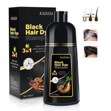 Imagem de Shampoo de tintura de cabelo BOJICA Black 500mL 3 em 1 para cabelos gr