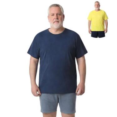 Imagem de Kit 2 Camisas Masculina Manga Curta Plus Size Malha Fria - Genérica, A