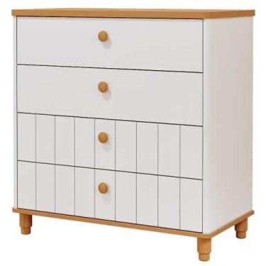Imagem de Cômoda Bebê Retro Cupcake Permobili 4 Gavetas MDF, Branco Acetinado Na