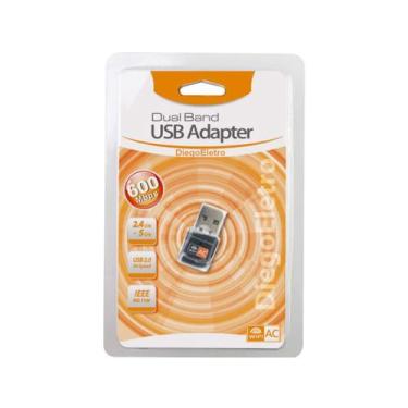 Imagem de Adaptador Wifi Wireless usb 5ghz dual band 600mbps - DiegoEletro