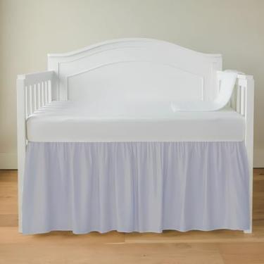 Imagem de Saia para cama de berço de luxo 71 cm x 132 cm com queda de 35 cm, macia e respirável, com babados, serve para berços e crianças pequenas, tecido de microfibra, babados, saia para bebês meninos ou