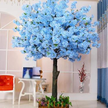 Imagem de Árvores De Cerejeira Artificial Jjhk, árvore De Flor De Cerejeira Azul Céu Falso Hastes De Madeira Real Para Modelagem De Decoração De Festa De Casamento De Paisage, 2.3x2m/7.5x6.6ft