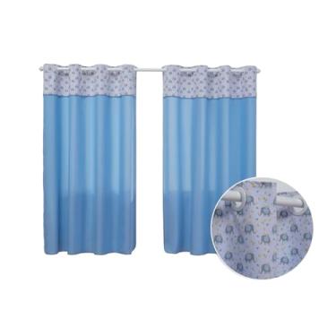 Imagem de Cortina para Quarto Menino Menina 2,00M x 1,40M Decorativa Alegre Ótimo Acabamento e Barato (ELEFANTE AZUL)