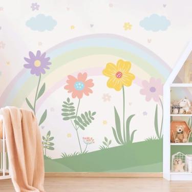 Imagem de Papel de Parede Quarto Menina Jardim Floral Arco-íris 9m²
