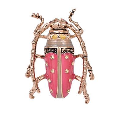 Imagem de OBONNIE Broche de lapela com strass dourado antigo cristal escaravelho besouro besouro inseto, Metal, Banhado a ouro