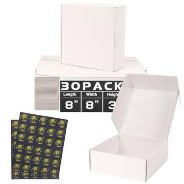 Imagem de DERZIFUN Caixas De Remessa Médias 8X8X3", Pacote Com 30 Papelão Branco Para Pequenas Empresas, Artesanato Correspondências, Literatura Embalagem