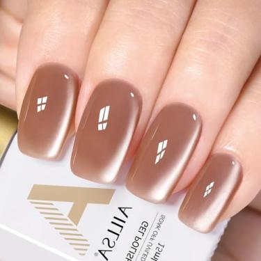 Imagem de AILLSA Esmalte Em Gel Olho De Gato, 15Ml Nude Glitter Geleia Translúcida Magnética Cintilante Brilho Arte Uv Salão 0,5 Oz Gf34