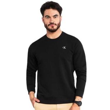 Imagem de Moletom Calvin Klein Jeans Masculino Crewneck CK Logo Outdoor Preto-Masculino