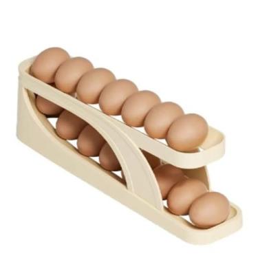 Imagem de Organizador de Ovos para Geladeira, 12 Ovos, 2 Camadas, Sistema de Rolagem Automática, Plástico PP