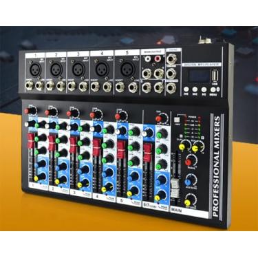 Imagem de Mixer de Áudio Profissional 7 Canais VEDO, Bluetooth 5.0, USB Phantom Power 48V Placa Som Digital com 6 Modos Efeito, Ideal para Shows ao Vivo Casamentos Podcasts Transmissões e Gravação em Estúdio