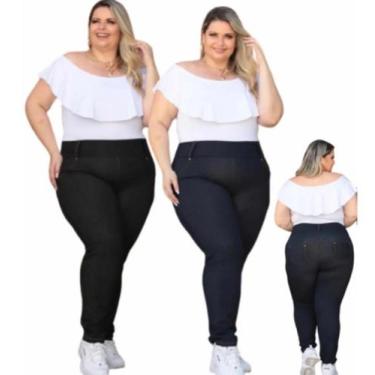 Imagem de Calça Plus Size Modeladora Cotton Jeans Cós Alto 46 Ao 56 - LM Plus Si