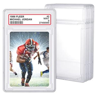 Imagem de 6 porta-cartões magnéticos transparentes de acrílico, capa rígida translúcida, caixa de armazenamento pequena e resistente para cartões de colecionador, capa para cartas de jogo esportivos