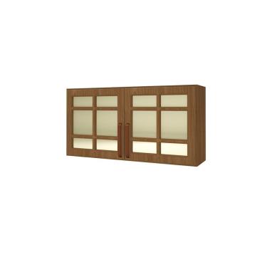 Imagem de Armário Aéreo Indekes Monza 2 Portas Vidro Reflita Freijo