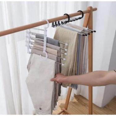 Imagem de Cabide Multifuncional para Calças de Inox com 5 Divisórias Branco - oe