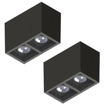 Imagem de 2 Plafon Boxit Duplo Par30 E27 Preto Save Energy 110/220V
