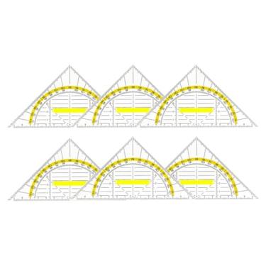 Imagem de Colaxi 6x Conjunto Esquadro Transferidor Transparente Papelaria Desenho com Alça Destacável Régua Triangular para Professor de Sala de Aula de Escritório
