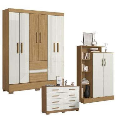 Imagem de Guarda Roupa Casal Coimbra 2005138 com Cômoda 8 Gavetas 2014148 e Armá