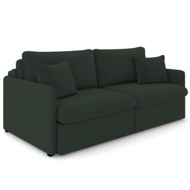 Imagem de Sofá Cama Retrátil Para Sala de Estar 234cm Una K01 Veludo Verde Musgo