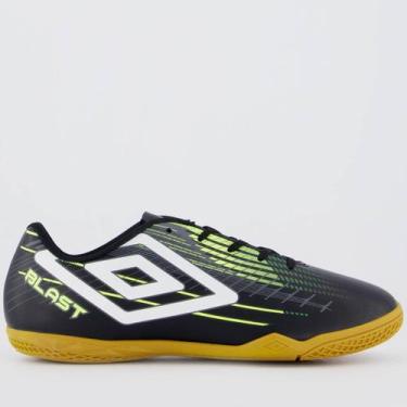 Imagem de Chuteira Umbro Blast Futsal Preta e Verde, 40