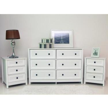 Imagem de Cômoda 6 Gav+2 Mesas de Cabeceira Ditália DM-217 DM-111, Branco
