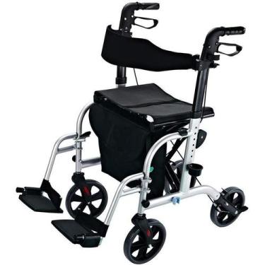 Imagem de Cadeira de Rodas Dobrável Alumínio Encosto Nylon 120kg - Mobil Saude