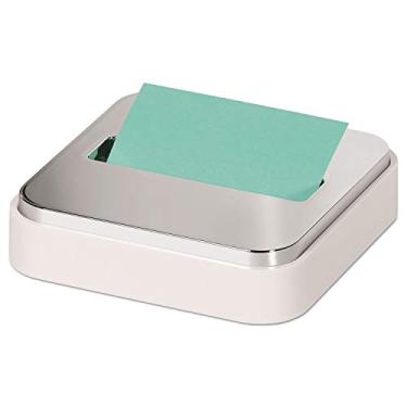 Imagem de Post-it Dispensador de papel adesivo, 7,6 x 7,6 cm, branco e prata, fácil de distribuir com uma mão (STL-330-W)