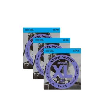 Imagem de Kit 3 UND. Encordoamento Guitarra D'Addario Exl115 011