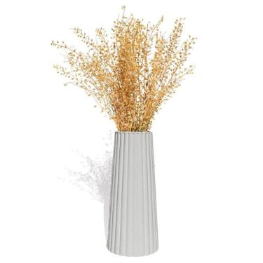 Imagem de Vaso Solitário Listras 17,5x7,5cm Artesanal Em Cimento Cinza