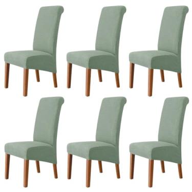 Imagem de Lzyjckh Capas elásticas para cadeiras de jantar, Capa para cadeiras com encosto alto, Protetor de cadeira removível e lavável, para decoração de casa, hotel, banquete, festa,Green,6PCS
