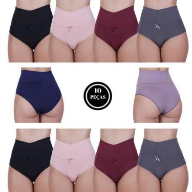 Imagem de Kit 10 Calcinha Cós Alto Pós Parto - c10 KIT 10 CALCINHAS THAMIRES COM